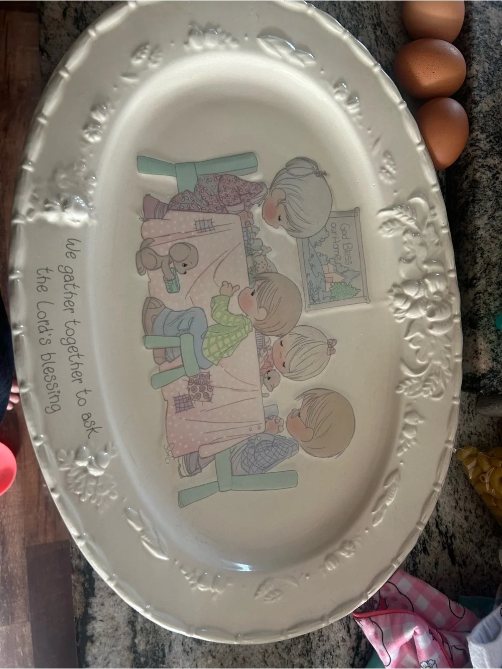 Royal Doulton Cream Platter with Pastel Family Illustration
